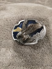 Vintage 1986 Siskiyou Pewter Enamel Eagle Belt Buckle USA T-30, Stunning