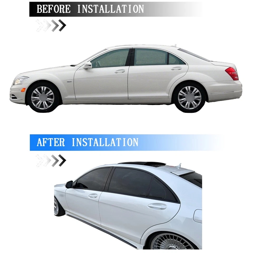 Glossy Black Chrome Delete Window Trims For Mercedes Benz S-Class W221 2008-2012 Foto 2 de 4