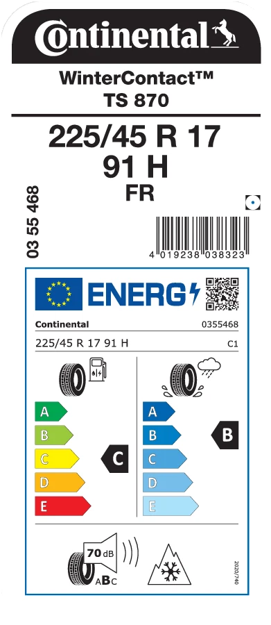Continental WinterContact TS 870 225/45 R17 91H M+S Winterreifen - Bild 2 von 2