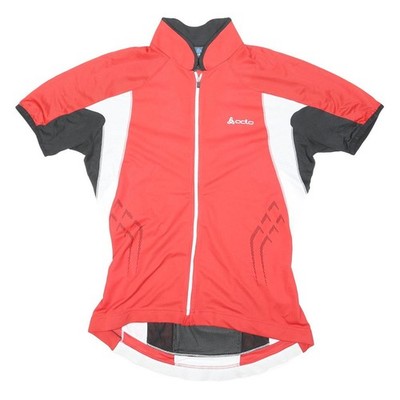 ODLO Herren Rotes Schwarz Weiß Radtrikot XL Kurzarm 1/4 Zip Atmungsaktiv
