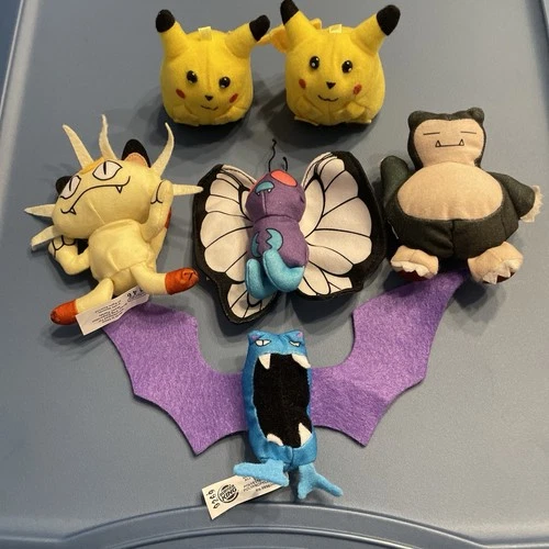 1999 Pokemon Burger King Plush Golbat, Meowth, Snorlax, Butterfree Lot Of (4)