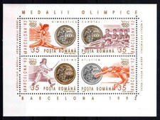 Romania 1992, Mi#4851-54=Bl 279, Sc#3797, Barcelona Olympics medals (1), MNH!