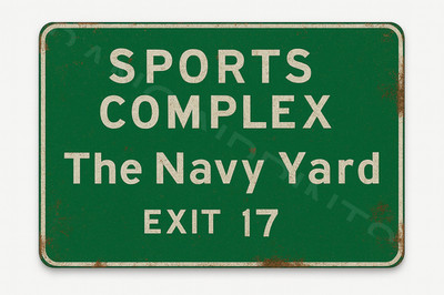 Aluminum Highway Sign Philadelphia Sports Complex Navy Yard Metal 12x18