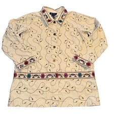 Vintage Denim Co. Embroidered Floral Denim Jacket Women s Size Large