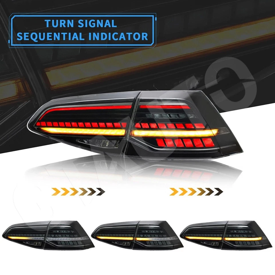 Smoke LED Tail Light Lamp for 2014-2019 Golf 7 MK7 7.5 GTI w/Sequential Turn Foto 2 de 4
