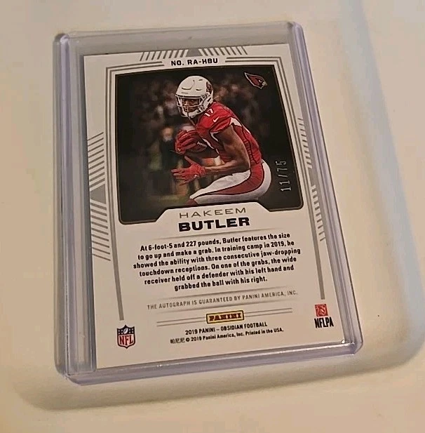 2019 Obsidian Hakeem Butler autograph auto 11/75 CARDINALS  - Image 2 of 2