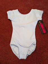 Eurotard Short Sleeve Leotard Lt Blue Lined Front Scoop Neck Child Dance