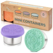 Condiment Cups - 3 Pack 1.7 oz Bright Stainless Steel - Condiment Containers ...