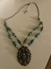 turquoise necklace vintage Silver-Tone With cross — photo 10