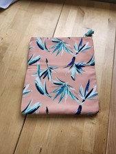 NWOT Rachel Pally Aqua Floral Foldover Reversible Zip Clutch Bag With Charm.