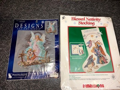 DIMENSIONS DESIGNS 2 CROSS STITCH KITS STOCKING AND WALL HANGING 114914 8358