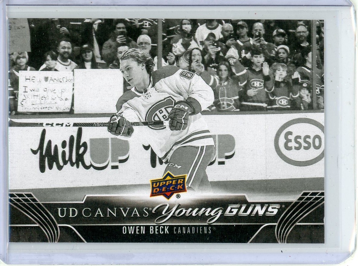 2023-24 Upper Deck Young Guns UD Canvas Black and White #C102 Owen Beck RC