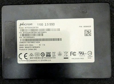 Micron SSD 256GB 1100 Festplatte 2.5 Zoll SATA III Gebraucht Getestet