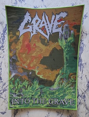 Grave Into The Grave Green Border Woven Backpatch
