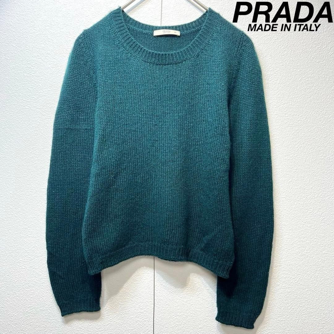 Women's PRADA 100% Cashmere Knit Sweater with Elbow Patch Design
