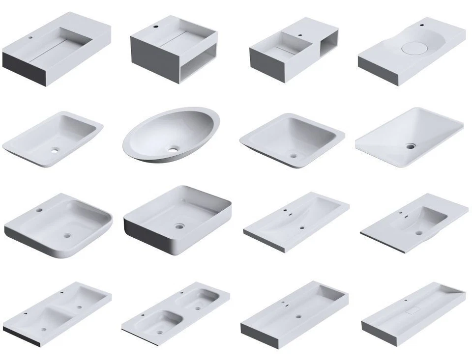 Durovin Bathroom Basin Bowl Sink Stone Resin Wall Hung Counter top Full Range