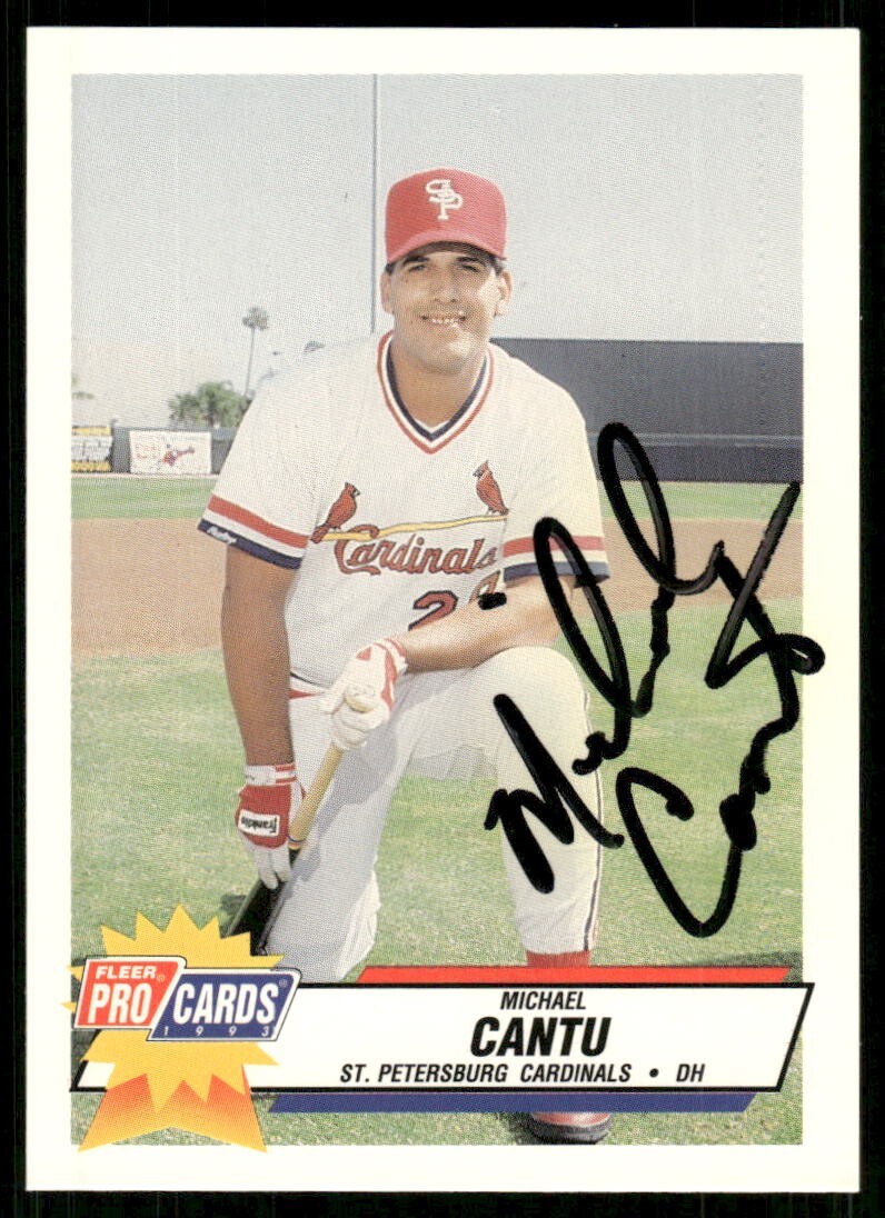 1993 St Petersburg Cardinals MICHAEL MIKE CANTU Signed Card autograph auto