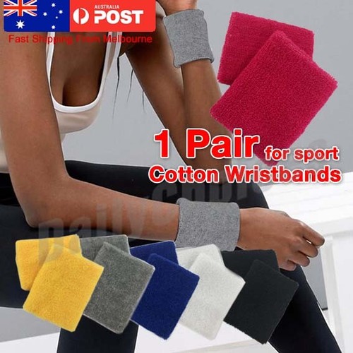 A Pair Cotton Wristbands Wrist Band Bands Sweatbands Sweat Band for Sport Tennis - Picture 15 of 24