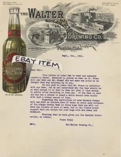 1911 WALTER BREWING CO. Hrubesky PIERCE brewery BEER Pueblo Colorado LETTERHEAD 