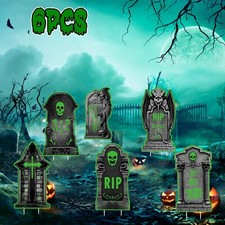 Halloween Decor Skeleton Yard Signs Stakes Glow in the Dark Outdoor Scary 6PCS