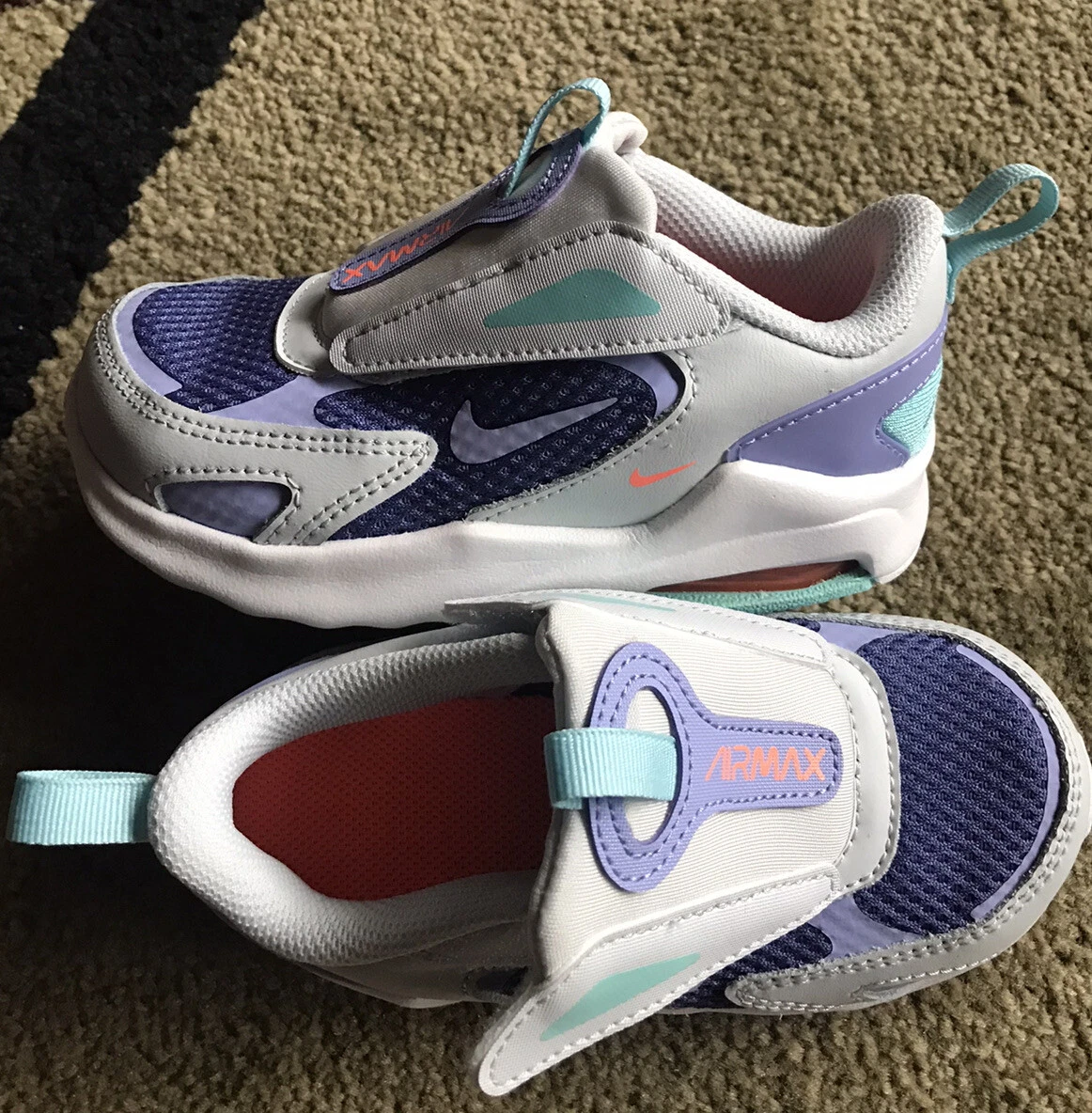 NIKE Air Max Bolt Toddler Girl Running Shoes Purple Light Grey