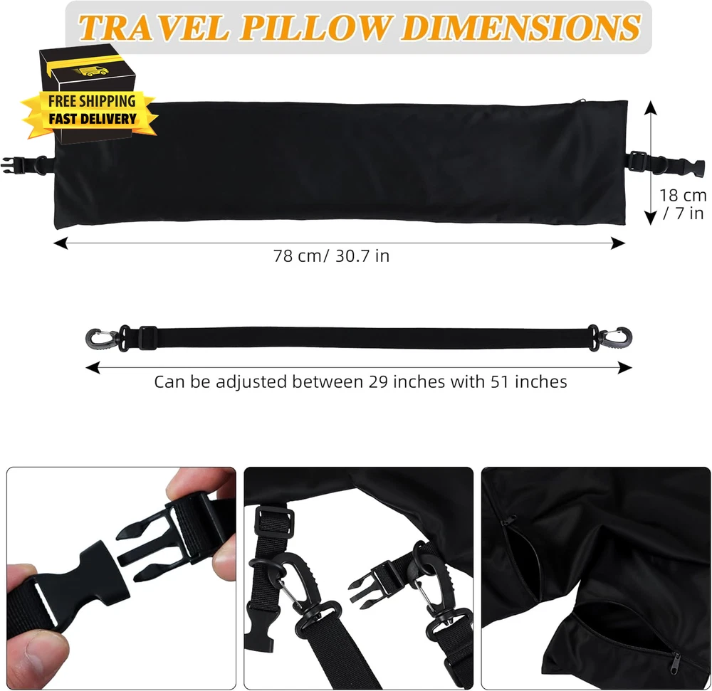 Travel Pillow Stuffable with Clothes Adjustable Stuffable Travel Neck Pillow, Wa