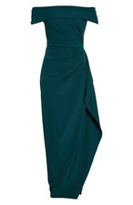 VINCE CAMUTO Hunter Cascade Ruffle Pleated Off Shoulder Stretch Maxi Gown 2 = XS