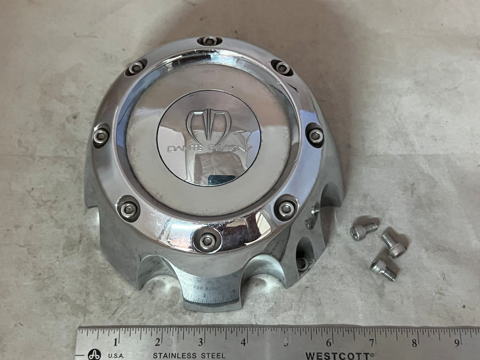 Dante Designs Custom Wheels CHROME 8 Lug Rim Hub Cover Center Cap-image