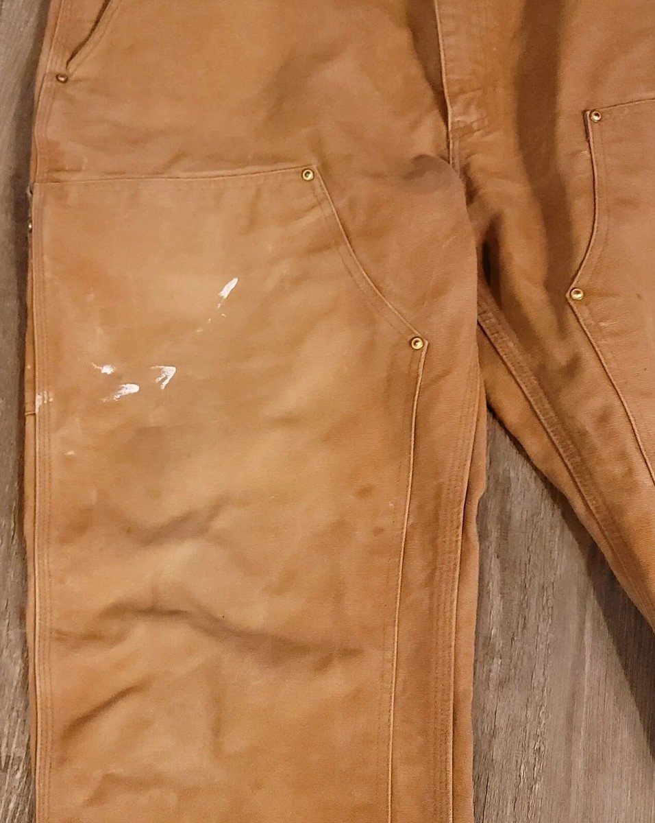 Carhartt B01 BRN Duck Double Knee Distressed Work Pants Sz