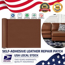 Self Adhesive Vinyl Faux Leather Fabric Repair DIY Patch for Car seat Sofa Brown