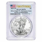 2021 (P) $1 American Silver Eagle PCGS MS70 Emergency Issue FS Flag