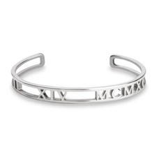 Roman Numeral Bangle-925 Sterling Silver Cuff Bracelet Personalized-ONecklace ®