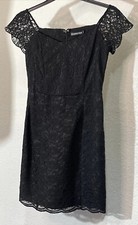 glamorous size 10 dress lace lined party evening black 