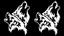 Tribal Wolves Pair Native American White Vinyl Decal Car Laptop Tablet Window
