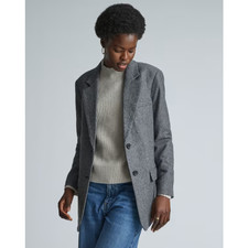 Everlane The Oversized Blazer Size 0 Gray Wool Blend Herringbone Single Breasted