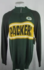 Green Bay Packers Men's Pullover 1/4 Zip Sweater Knit NFL Green L
