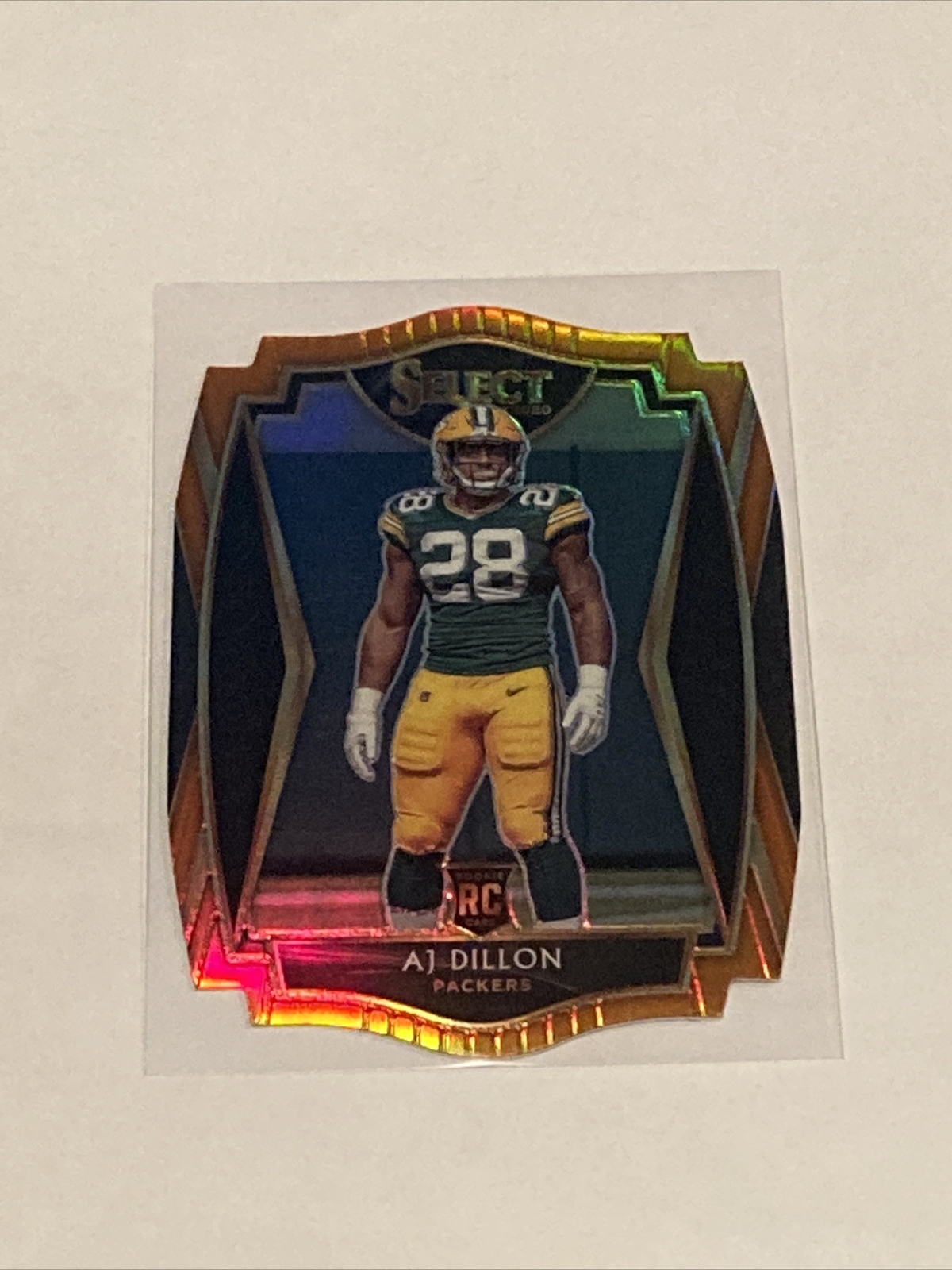 2020 Panini Select AJ Dillon RC Premier Level Die Cut Orange Prizm #165