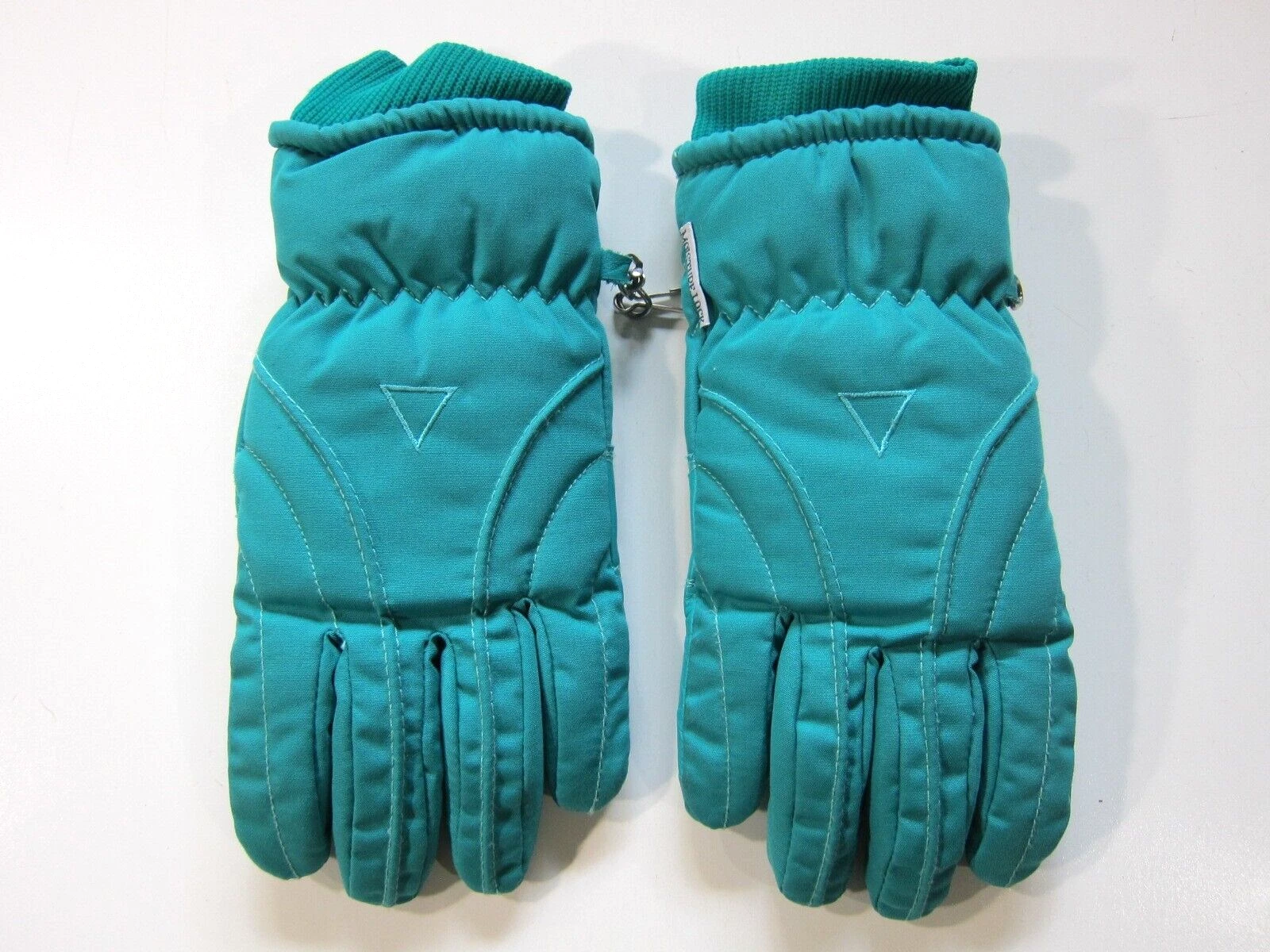 Vintage Saranac Moisture Lock Teal Turquoise Green Leather Snow Ski Glove Small