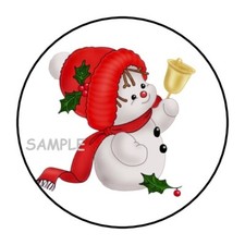 30 Cute Christmas Snowman Envelope Seals Labels Stickers 1.5" Round winter xmas