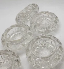 Antique Lot Of 6 Starburst Pattern Glass Open Salt Cellars