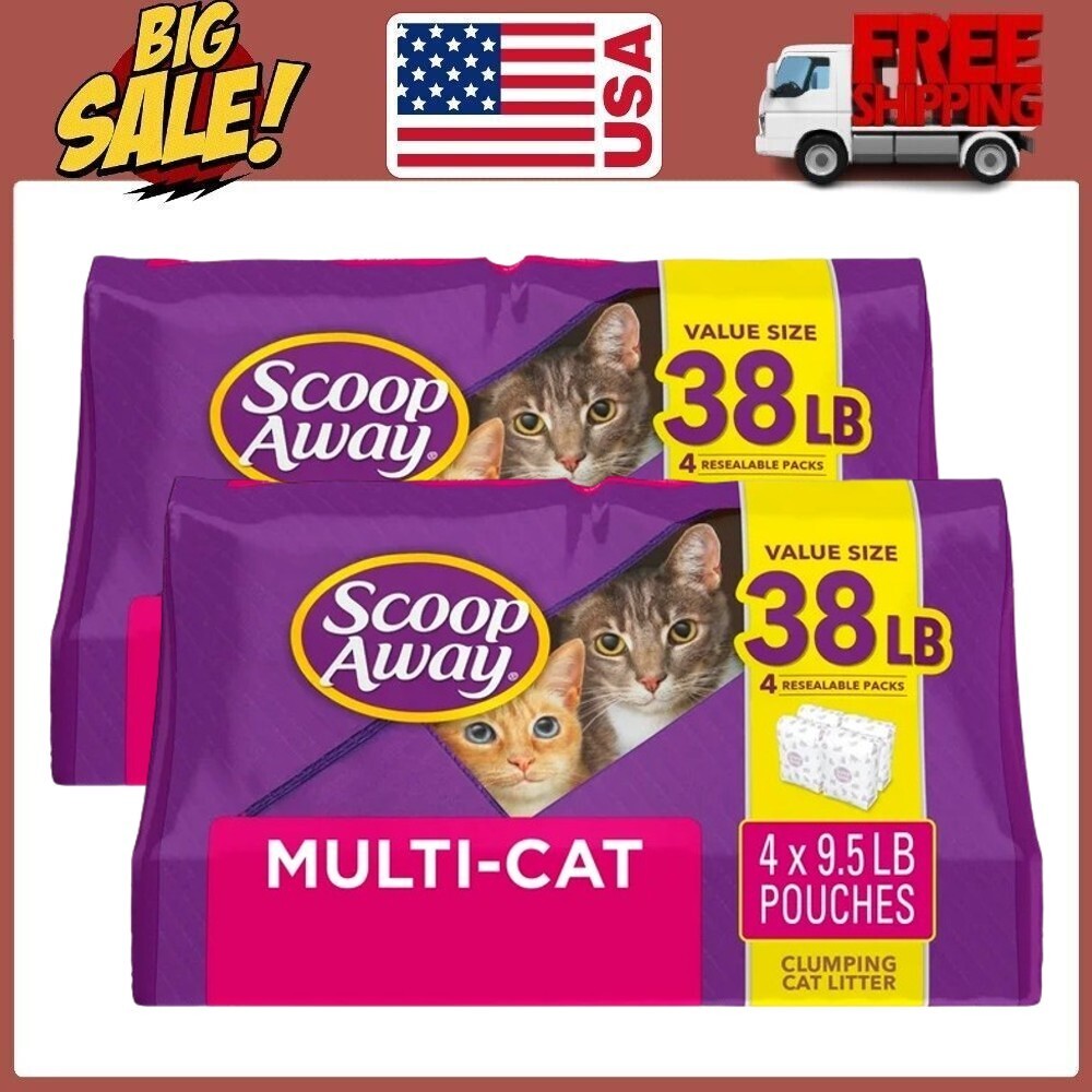 2 Packs Scoop Away Extra Strength MultiCat Scented Litter, Clumping