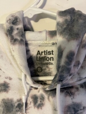 Artist Union Clothing Co Hoodie Gray White Tie-Dye Hooded