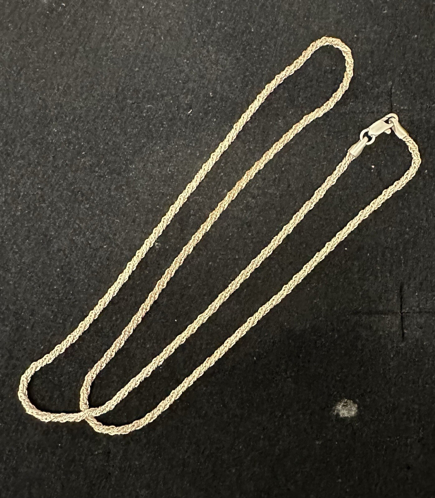 Gold Sterling Silver 24" Rope 2MM Rope Chain Marked I.S.C Falak