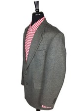 Lands End Mens Tweed Sport Coat 44L Sport Coat Herringbone Two Button