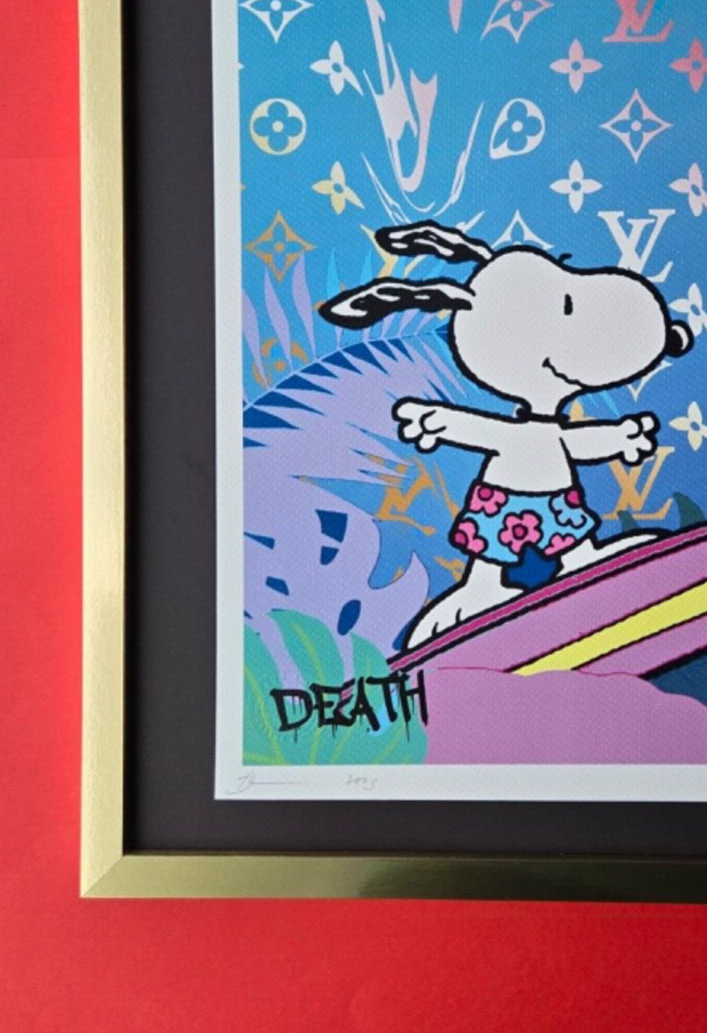 🔥Death NYC Large Framed 16x20in Pop Art Hand Signed SNOOPY THE