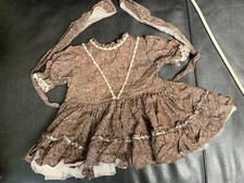 Vtg Martha's Miniature Gingham Lace Ruffle Frilly Easter Party Dress T3