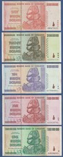 ZIMBABWE Set 1 bis 50 Billion Dollars 2008  Gebraucht / used  P.83,84,85,86,87