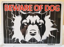 Beware Of Dog Sign Aluminum By Ticonn 10x7 Inches Front Door/Gate/Fence NEW