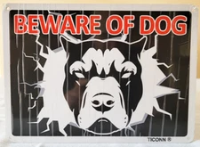 Beware Of Dog Sign (Aluminum) By Ticonn 10x7 Inches (Front Door/Gate/Fence) NEW