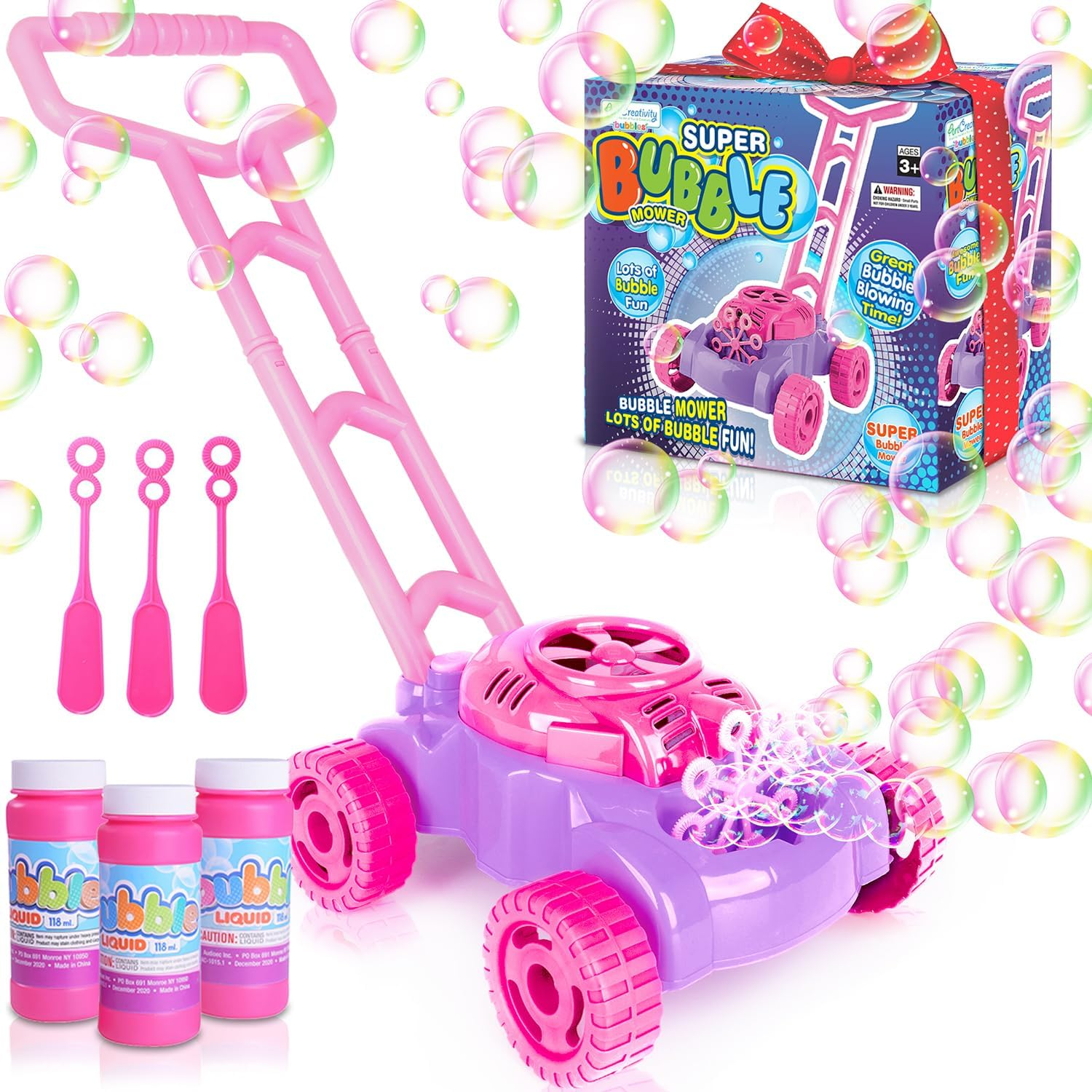 Artcreativity Bubble Lawn Mower for Toddlers 1-3, Kids Bubble Blower Machine for